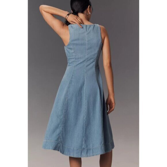 REFORMATION Sebastien Denim Midi Dress in Savannah Size US 6 NWT - Picture 12 of 12